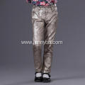 fashion shiny silver snake print pants